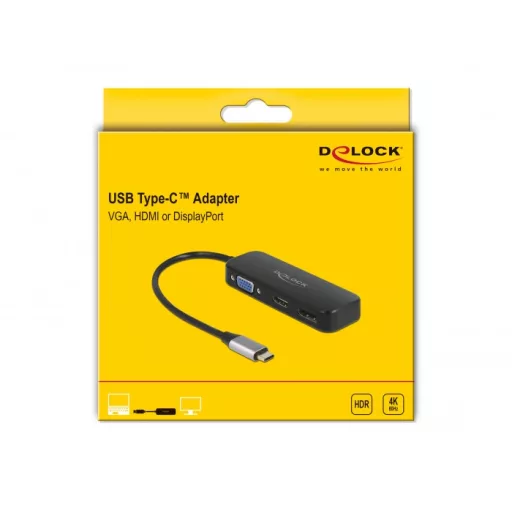 Delock USB Type-C  adapter VGA / HDMI / DisplayPort 4K 60 Hz-hez (64156)