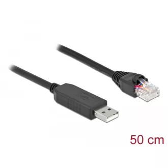   Delock Soros kapcsolati kábel FTDI chipszettel, USB 2.0 A-típusú apa - RS-232 RJ45 apa, 50 cm hosszú (64159)