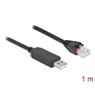   Delock Soros kapcsolati kábel FTDI chipszettel, USB 2.0 A-típusú apa - RS-232 RJ45 apa, 1 m hosszú, (64160)