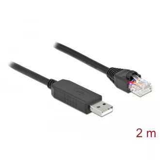   Delock Soros kapcsolati kábel FTDI chipszettel, USB 2.0 A-típusú apa - RS-232 RJ45 apa, 2 m hosszú, (64161)