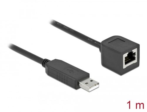 Delock Soros kapcsolati kábel FTDI chipszettel, USB 2.0 A-típusú apa - RS-232 RJ45 anya, 1 m hosszú,