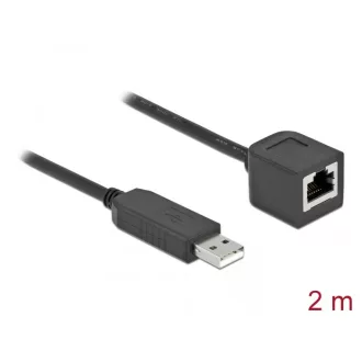   Delock Soros kapcsolati kábel FTDI chipszettel, USB 2.0 A-típusú apa - RS-232 RJ45 anya, 2 m hosszú, (64165)