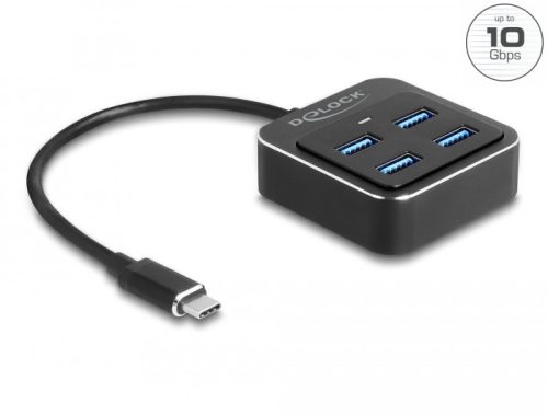 Delock USB 3.2 Gen 2 USB Type-C hub 4 x USB Type-A csatlakozóaljzattal   10 Gbps (64191)