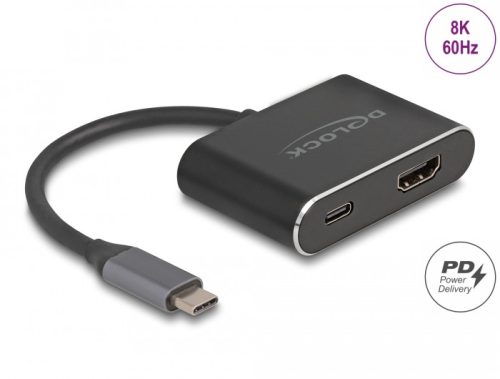 Delock USB Type-C adapter HDMI-re (DP Alt mód) 8K HDR-rel és Power Delivery 100 W-os tápellátással