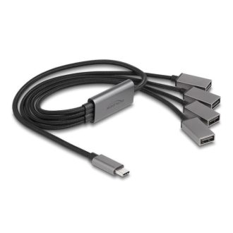   Delock 4 portos USB 2.0 kábel hub USB Type-C  csatlakozóval 60 cm (64210)