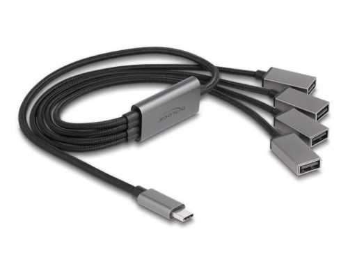 Delock 4 portos USB 2.0 kábel hub USB Type-C  csatlakozóval 60 cm