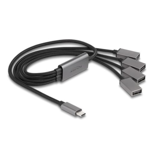 Delock 4 portos USB 2.0 kábel hub USB Type-C  csatlakozóval 60 cm (64210)