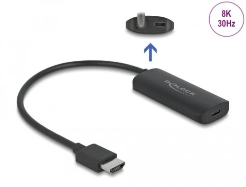 Delock adapter HDMI-A csatlakozó USB Type-C csatlakozóaljzathoz (DP Alt mód) 8K (64212)