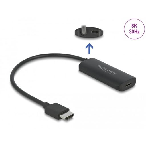 Delock adapter HDMI-A csatlakozó USB Type-C csatlakozóaljzathoz (DP Alt mód) 8K (64212)