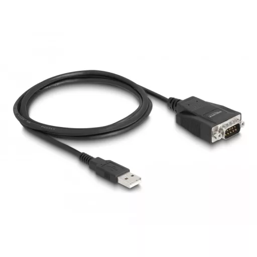 Delock Adapter USB 2.0 A-típusú apa - 1 x Soros RS-232 D-Sub 9 apa csavarokkal és csavaranyákkal elektromos kisülés (ESD) elleni védelemmel (64222)