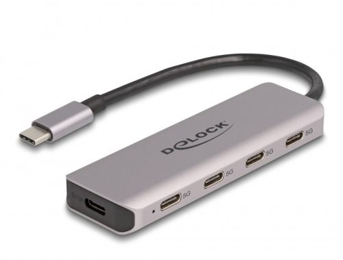 Delock USB 5 Gbps Tetején 4 USB porttal rendelkező USB Type-C  hub USB Type-C  csatlakoztatóval (64238)