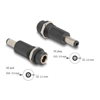   Delock Adapter, DC 5,5 x 2,1 mm-csatlakozóhüvely, DC 5,5 x 2,5 mm méretű apa (64255)