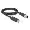 Delock M12 Soros csatlakozású kábel FTDI chip készlettel, A-típusú USB 2.0 apa - M12 RS-232 apa A-kódolású 8 tűs 1,8 m fekete (64257)