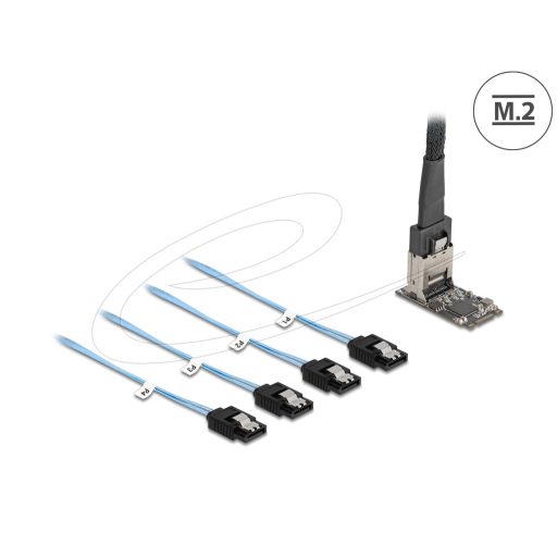 Delock Vezérlő M.2 2242 kulcs B+M apa - 4 x SATA 1 m hosszú kábellel (64260)