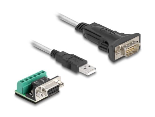 Delock USB 2.0 A-típusú adapter   1 x soros RS-422/485 apa 6 tűs terminal blockkal 5 V 0,5 m