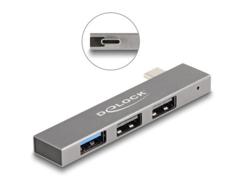 Delock 3 portos vékony USB hub USB Type-C  csatlakoztatóval és 1 x USB 10 Gbps A-típusú és 2 x A-típusú USB 2.0 (64274)