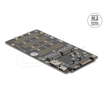   Delock Átalakító M.2 M kulcsos NVMe SSD-ről OCuLink SFF-8612 csatlakozóra és M.2 B kulcsos SATA SSD-ről SATA csatlakozóra (64294)