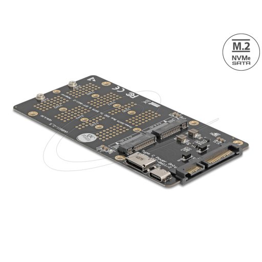 Delock Átalakító M.2 M kulcsos NVMe SSD-ről OCuLink SFF-8612 csatlakozóra és M.2 B kulcsos SATA SSD-ről SATA csatlakozóra (64294)