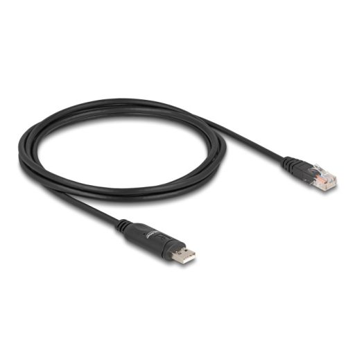 Delock Adapter USB 2.0 A-típusú csatlakozó - 1 x soros RS-232 RJ45 csatlakozó 1,8 m fekete (64304)