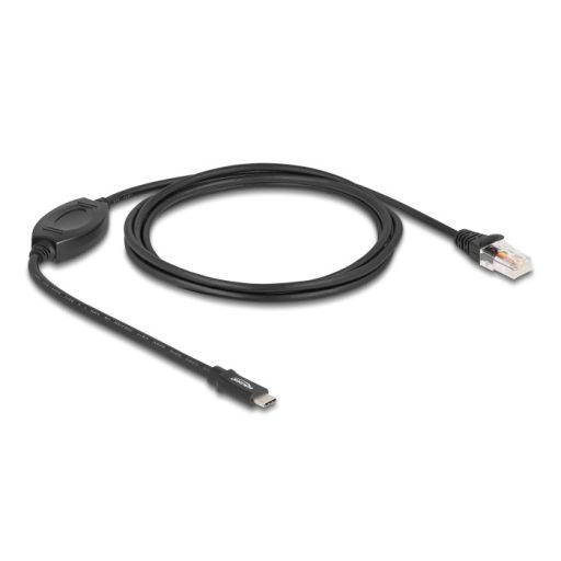 Delock Adapter USB 2.0 Type-C  csatlakozó - 1 x soros RS-232 RJ45 csatlakozó 1,8 m fekete (64305)