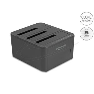   Delock USB dokkoló állomás 3 x SATA HDD / SSD-hez 1:2 klón funkcióval (64332)