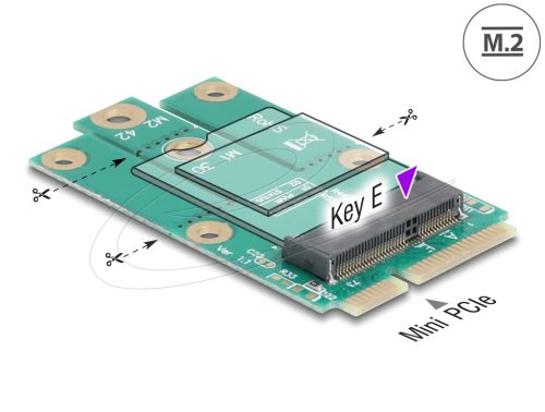 Delock Mini PCIe apa - M.2 kulcs E csatlakoztató adapter