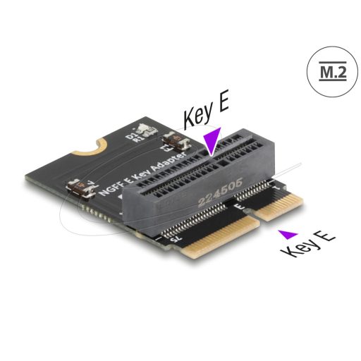 Delock M.2 kulcs E apa - M.2 kulcs E csatlakozó 90 -ban hajlított adapter (64341)
