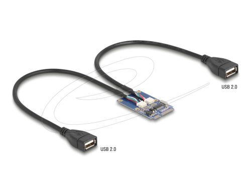 Delock Mini PCIe adapter teljes méret - 2 x USB 2.0 A-típus anya 30 cm