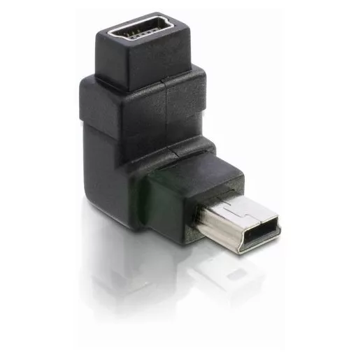 Delock Adapter USB-B mini 5tűs apa/anya 90 , derékszögű, nikkel bevonat (65096)