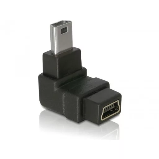 Delock Adapter USB-B mini 5tűs apa/anya 90  derékszögű USB-B mini 5tűs adapter (65097)