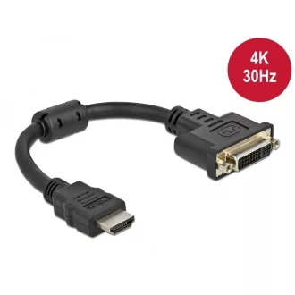   Delock Adapter HDMI csatlakozó - DVI 24+5 aljzat 4K 30 Hz, 20 cm (65206)