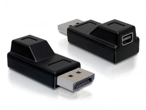 Delock Adapter Displayport male > Displayport mini female, nikkel bevonat, fekete (65237)