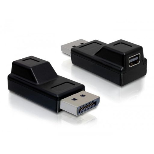 Delock Adapter Displayport male > Displayport mini female, nikkel bevonat, fekete (65237)