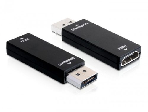Delock adapter 20 tűs Displayport apa > 19 tűs HDMI anya, ESD védelem, fekete (65258)
