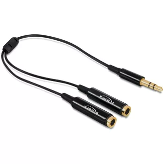   Delock kábel, audio sztereo jack apa, 3.5 mm > 2 x sztereo jack anya, 25 cm, fekete (65356)