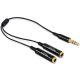 Delock kábel, audio sztereo jack apa, 3.5 mm > 2 x sztereo jack anya, 25 cm, fekete (65356)