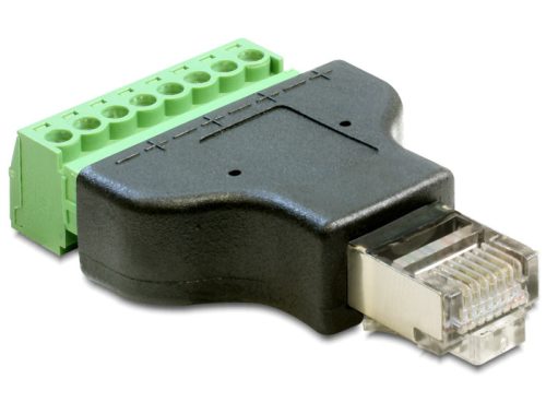 Delock adapter RJ45 apa > terminál tömb, 8 pin 2-részes (65389)