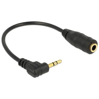   Delock audio sztereó kábel, 2.5 mm hajlított apa > 3.5 mm anya 3 pin, 14 cm (65397)