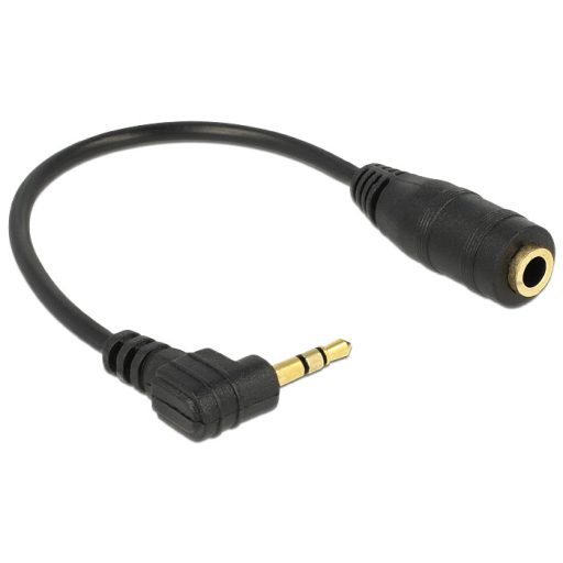 Delock audio sztereó kábel, 2.5 mm hajlított apa > 3.5 mm anya 3 pin, 14 cm (65397)