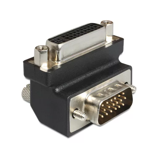 Delock DVI 24+5 pin anya > VGA 15 pin apa adapter, 90  forgatott (65425)