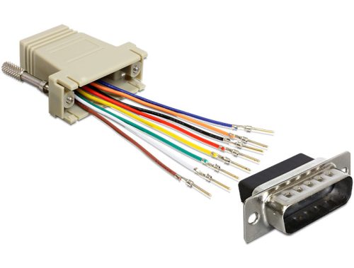 Delock adapter Sub-D 15 Pin apa > RJ45 anya, szerelő készlet (65432)