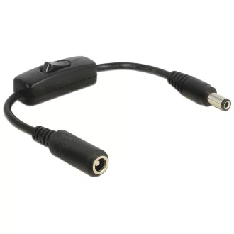  Delock DC-adapterkábel, 5,5 x 2,5 mm csatlakozódugó > DC-csatlakozóhüvely 5,5 x 2,5 mm, kapcsolóval, (65497)