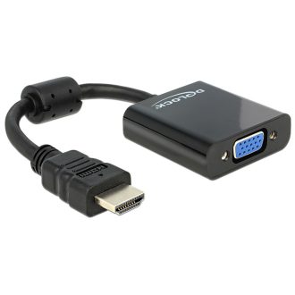  Delock Adapter HDMI-A-dugós csatlakozó > VGA-csatlakozóhüvely fekete (65512)