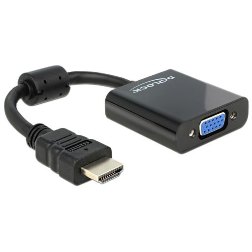 Delock Adapter HDMI-A-dugós csatlakozó > VGA-csatlakozóhüvely fekete (65512)