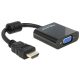 Delock Adapter HDMI-A-dugós csatlakozó > VGA-csatlakozóhüvely fekete