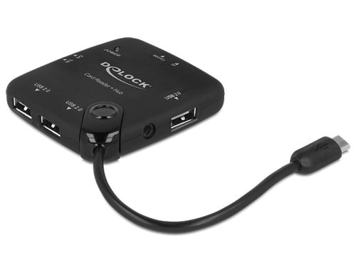 Delock Micro USB OTG kártyaolvasó + 3 port USB Hub