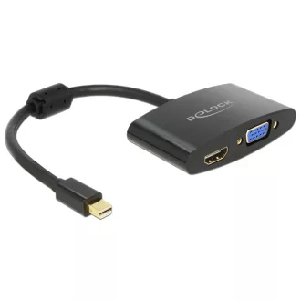   Delock Adapter mini Displayport-dugós csatlakozó > HDMI / VGA-csatlakozóhüvely fekete (65553)