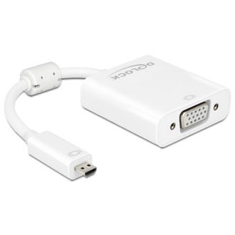   Delock Adapter HDMI Micro-D dugó > VGA hüvely audióval fehér (65557)
