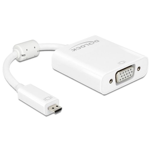 Delock Adapter HDMI Micro-D dugó > VGA hüvely audióval fehér (65557)