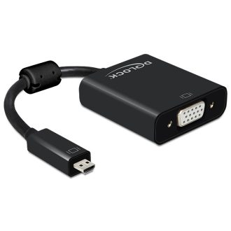   Delock Adapter HDMI Micro-D dugó > VGA hüvely audióval fekete (65558)